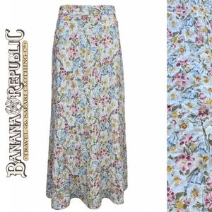 Vintage Banana Republic Skirt Safari & Travel Clothing Floral Rayon Midi | Sz 6